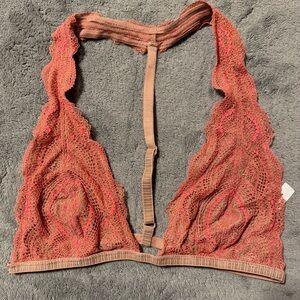 Lace Halter Bralette - Pink